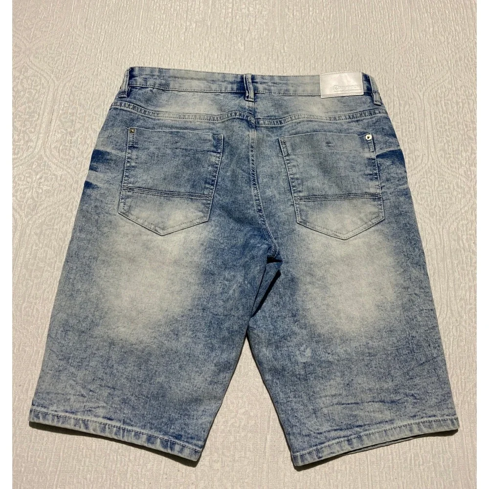 Southpole Denim Shorts Moto‎ Style Acid Wash Slim Fit Mens Size 32 Distressed